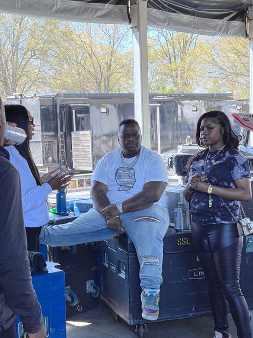 Fayetteville artist Morray prepares to go onstage at Dreamville Festival at Dorothea Dix Park in Raleigh on Saturday, April 2, 2022.
