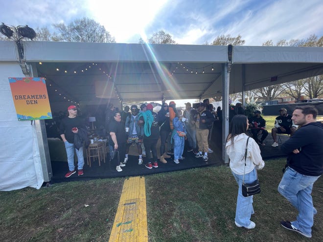 The Dreamers Tent serves as the artists' lounge at Dreamville Festival at Dorothea Dix Park in Raleigh on Saturday, April 2, 2022.