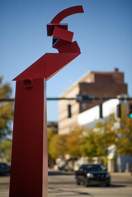 “Tangent” by Davila Carlos is located at the corner of Hay Street and Ray Avenue. This piece is part of the ArtScape 7 public art display put on by The Arts Council of Fayetteville/Cumberland County.