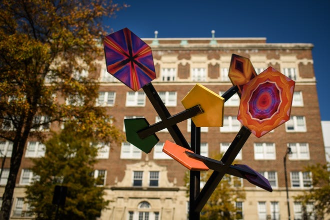“Tree Branches” by Kirk Seese is located in front of Fayetteville City Hall. This piece is part of the ArtScape 7 public art display put on by The Arts Council of Fayetteville/Cumberland County.