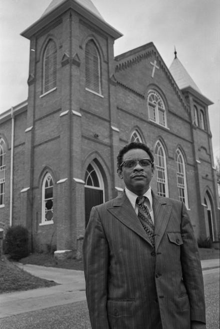 Rev. Haggler at Evans Metropolitan AME Zion Church on Feb. 6, 1974.