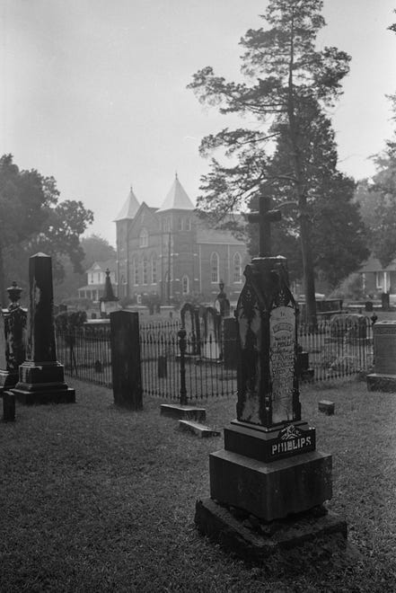 Cross Creek Cemetery with Evans Metropolitan AME Zion church on Cool Spring Street in the background on Aug. 2, 1976.