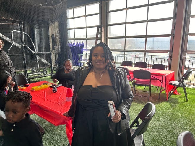 Tiffany Campbell, 37, organizer of the It's a Family Affair Sneaker Ball event, at Segra Stadium, Mar. 2, 2024.
