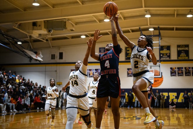 Terry Sanford at Cape Fear girls’ basketball playoff game on Friday, March 8, 2024.