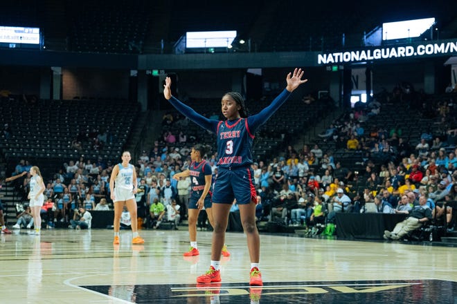 Terry Sanford takes on West Rowan in the 2024 NCHSAA girls' basketball 3A state championship on Friday, March 15, at Lawrence Joel Veterans Memorial Coliseum on Winston Salem.