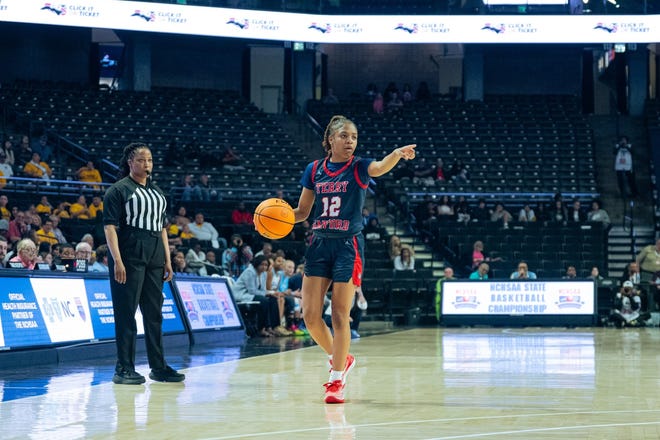 Terry Sanford takes on West Rowan in the 2024 NCHSAA girls' basketball 3A state championship on Friday, March 15, at Lawrence Joel Veterans Memorial Coliseum on Winston Salem.