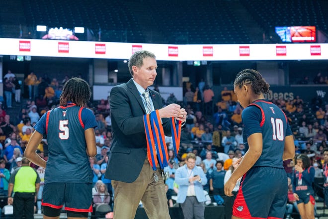 Terry Sanford takes on West Rowan in the 2024 NCHSAA girls' basketball 3A state championship on Friday, March 15, at Lawrence Joel Veterans Memorial Coliseum on Winston Salem.