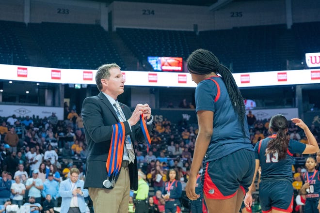 Terry Sanford takes on West Rowan in the 2024 NCHSAA girls' basketball 3A state championship on Friday, March 15, at Lawrence Joel Veterans Memorial Coliseum on Winston Salem.