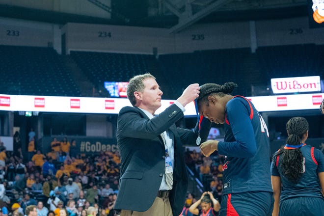 Terry Sanford takes on West Rowan in the 2024 NCHSAA girls' basketball 3A state championship on Friday, March 15, at Lawrence Joel Veterans Memorial Coliseum on Winston Salem.