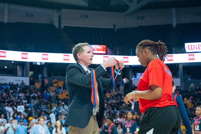 Terry Sanford takes on West Rowan in the 2024 NCHSAA girls' basketball 3A state championship on Friday, March 15, at Lawrence Joel Veterans Memorial Coliseum on Winston Salem.